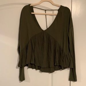 Dark green long sleeve blouse